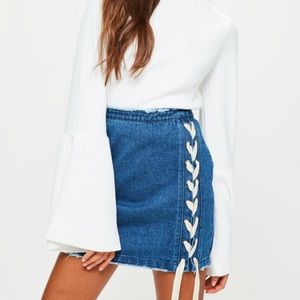 Missguided Lace Jean Skirt